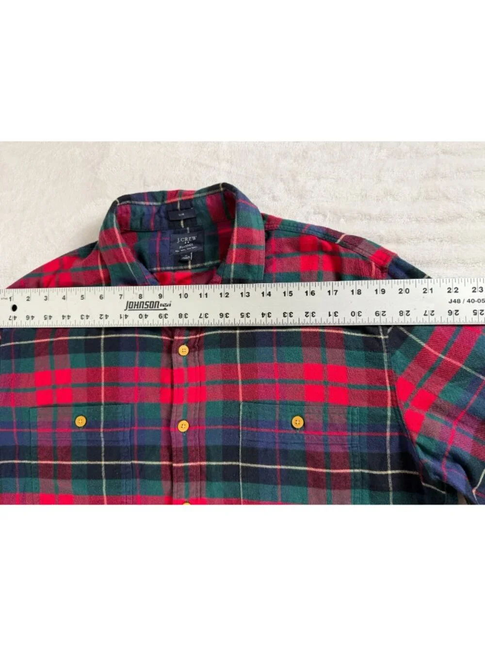J.Crew Men's Flannel Plaid Long Sleeve Button Up Shirt Slim Fit XL Red/Green